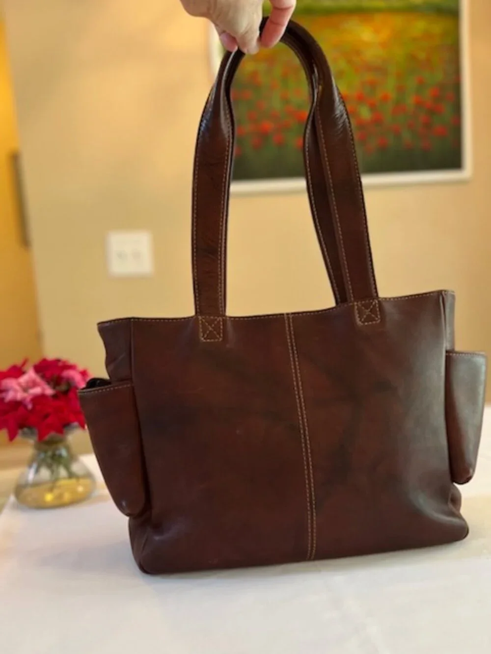 FRYE | Rich Dark Brown Leather Shoulder Bag Tote-EUC - Picture 2 of 16
